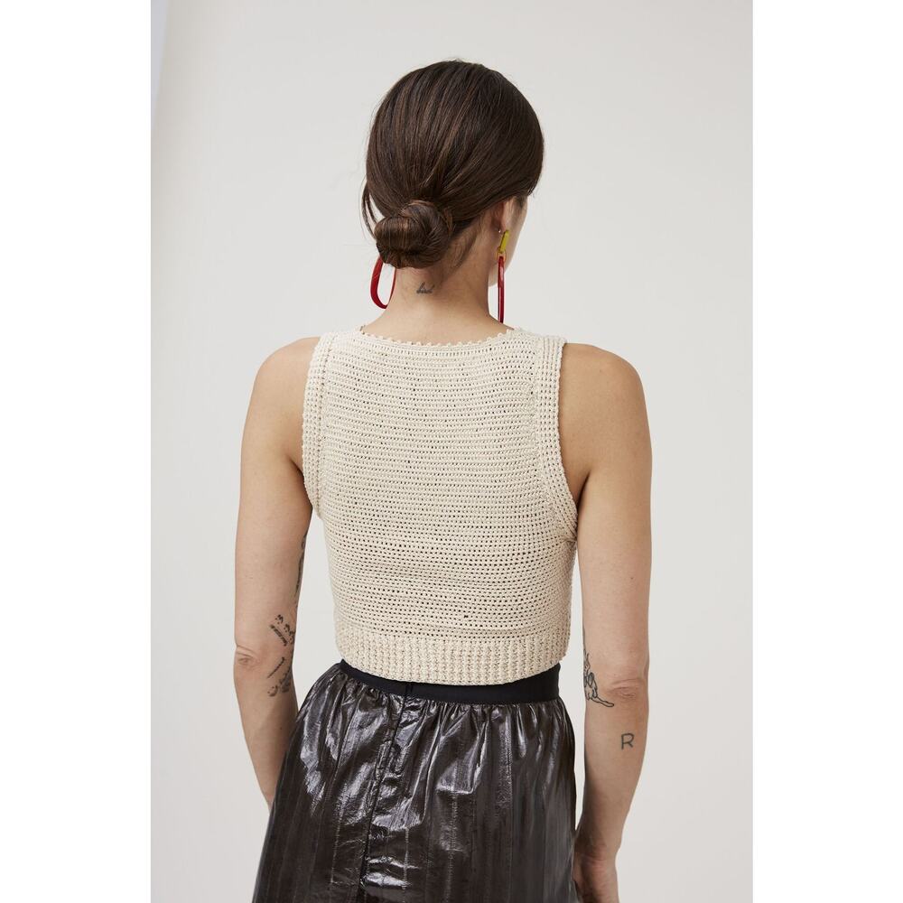 Rachel Comey Lois 100% Cotton Crochet Knit Sleeveless Top Celery Green Sz M $388 - Picture 4 of 16
